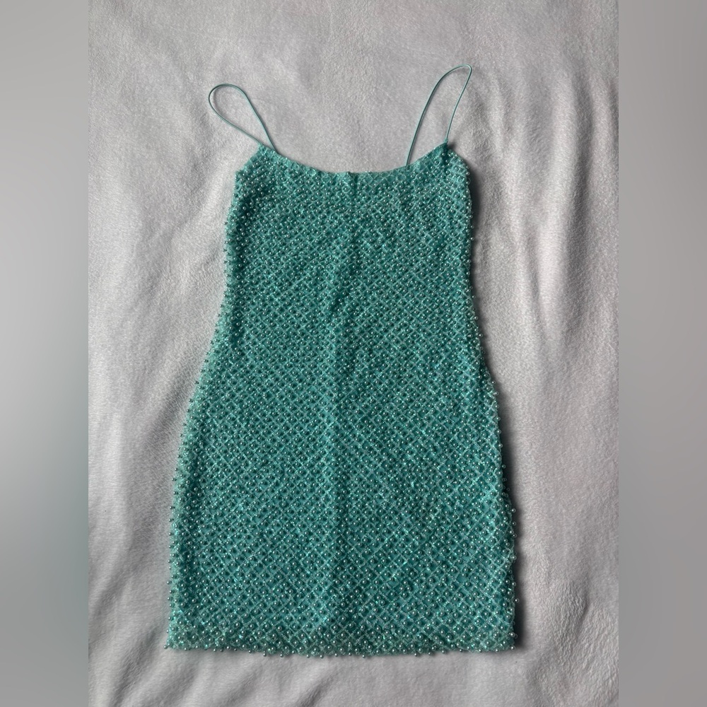 Oh Polly Aqua Mesh Dress